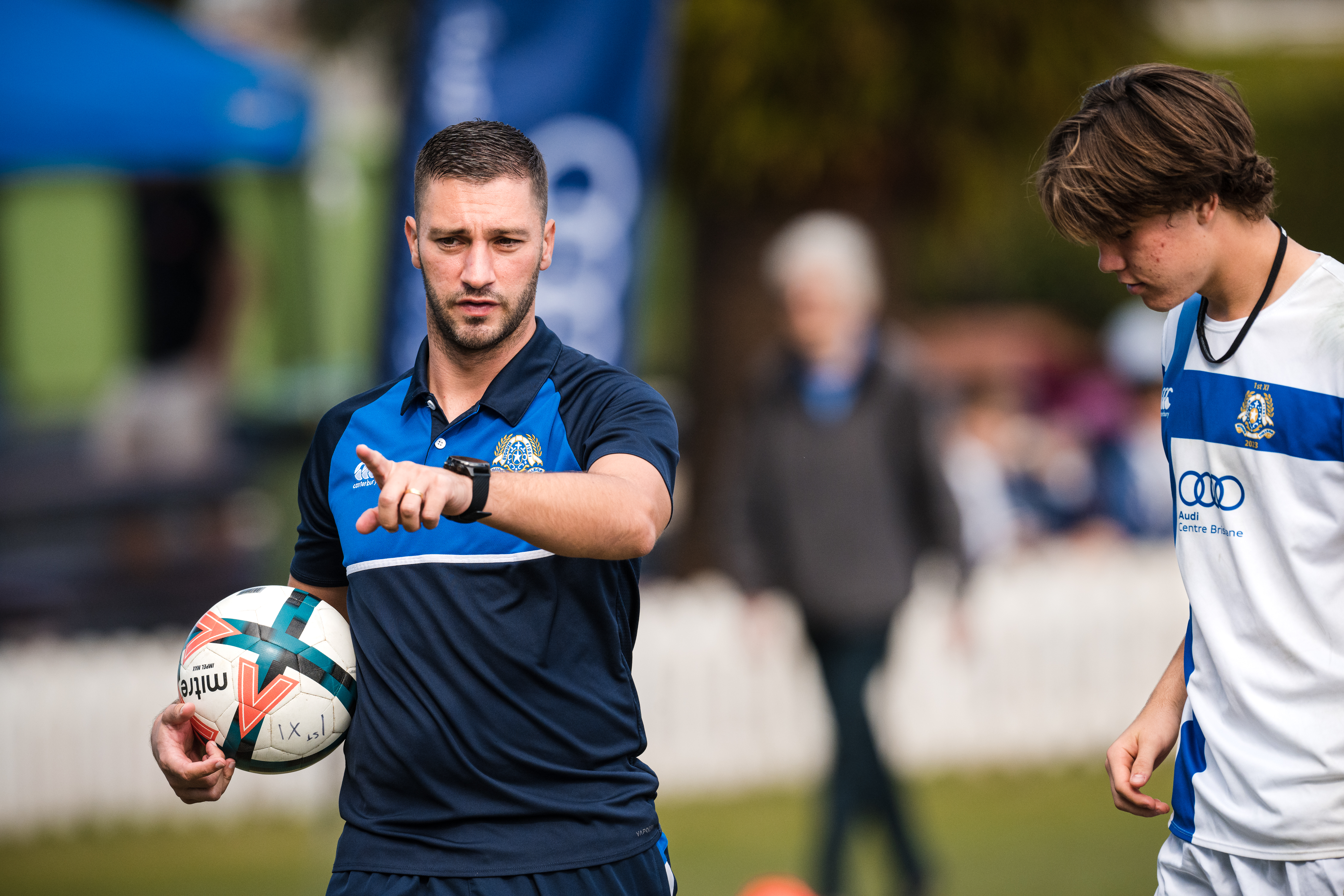 Sam Bartolo coaching goalkeepers on the field