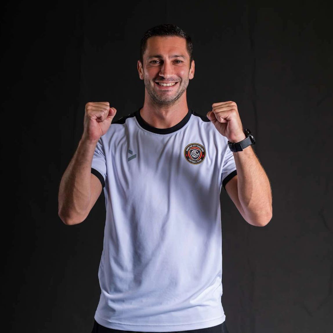Sam Bartolo in technical area during NPL match